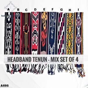 Juego de 4 diademas Tenun Ikat - Diadema artesanal de Indonesia - Local Fabric