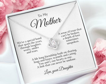 To My Mother Necklace, Love Knot Necklace, Mom Poem, Mothers Day Gift, Bonus Mom Gift From Daughter, Love Knot Pendant