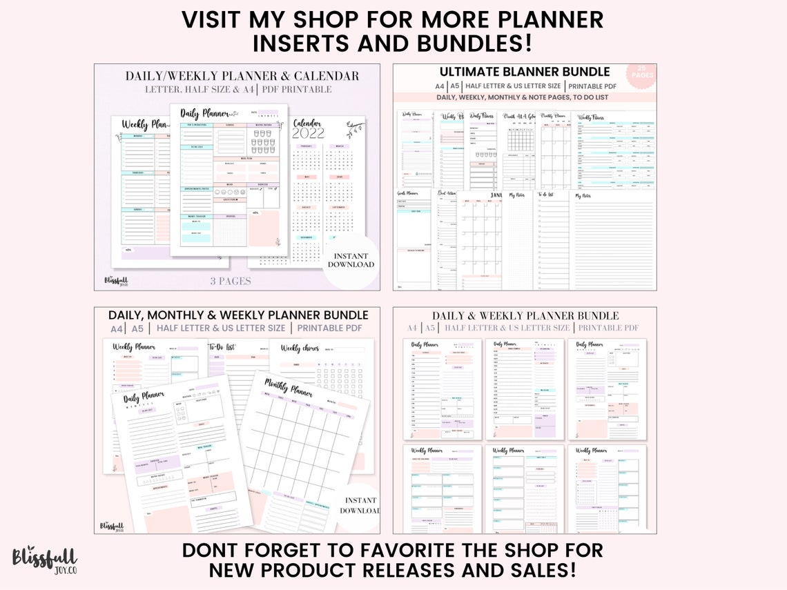 Personal Size Daily Planner Planner Insert Undated Task - Etsy