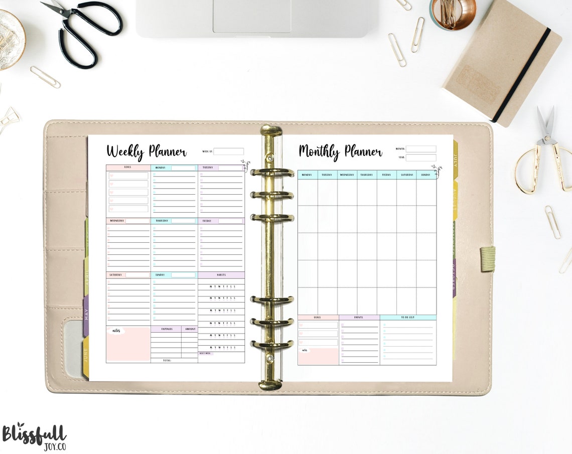 Daily Planner, Weekly Planner, Monthly Planner, Planner Inserts, A4, A5