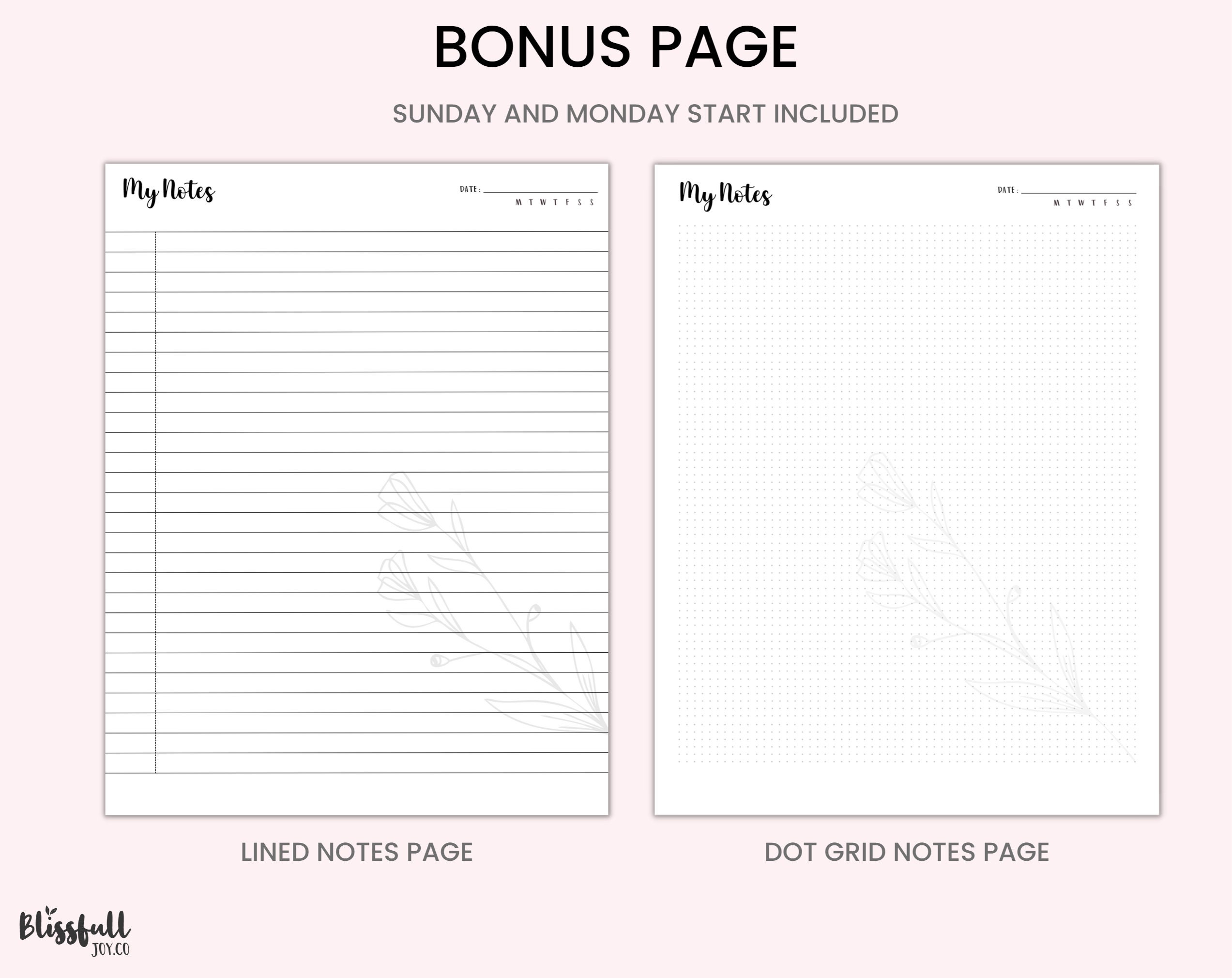 Undated Pastel Monthly Planner, Printable 2 Page Spread , Heart ...