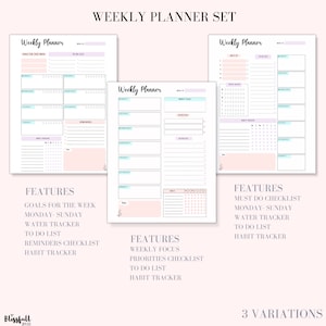 Printable Planner Bundle , Daily Planner, Weekly Planner, Productivity ...