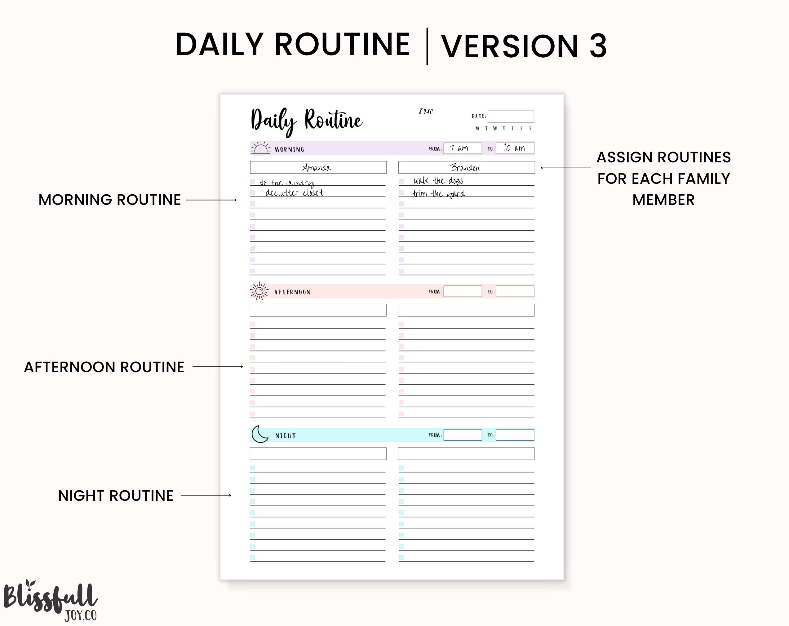 Routine Inerts Daily Routine Tracker, Routine Checklist, Weekly Routine, Printable ...