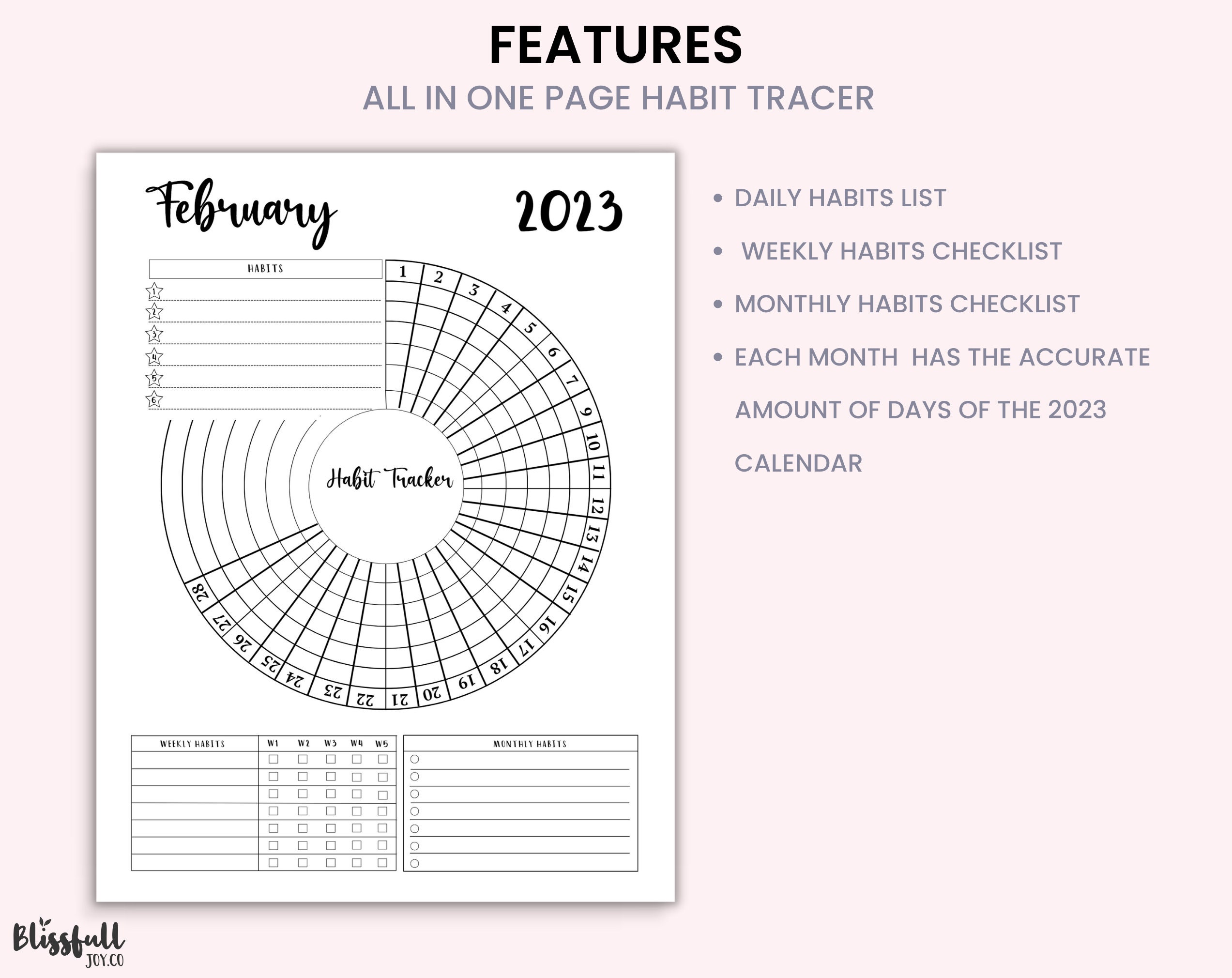 Printable 12 Month Habit Tracker, Daily, Weekly, Monthly Habit Tracker ...