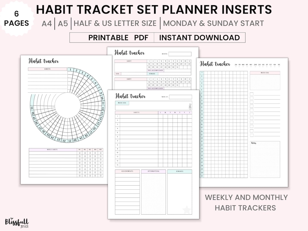 Printable Circular Habit Tracker Habit Trackers Printable Inserts