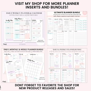 Printable Planner Bundle, Daily Planner, Weekly Planner, Monthly Planner, To Do List, Instant Download A4, Half letter, US Letter image 10