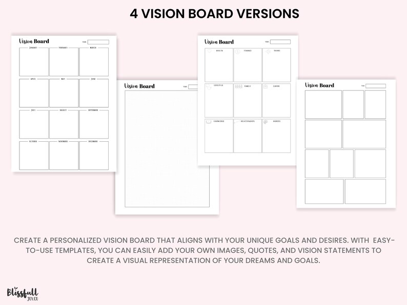 Printable Vision Board Kit, Vision Board Photos , Affirmations, Words ...