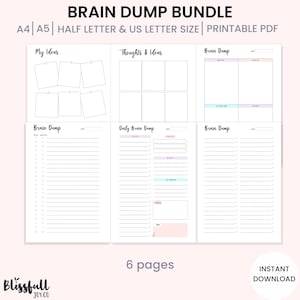 Printable Brain Dump , Productivity Planner, Planner Insert, Thought Organizer, Eisenhower Matrix, A4, A5, Us letter, Half letter, PDF