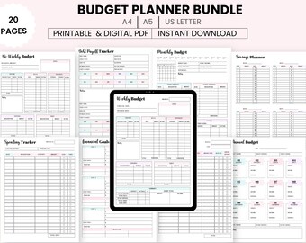 Printable Budget Planner Bundle, Savings & Bill Tracker, Monthly budget, Weekly Budget, Debt Tracker, Instant Download, PDF Printable