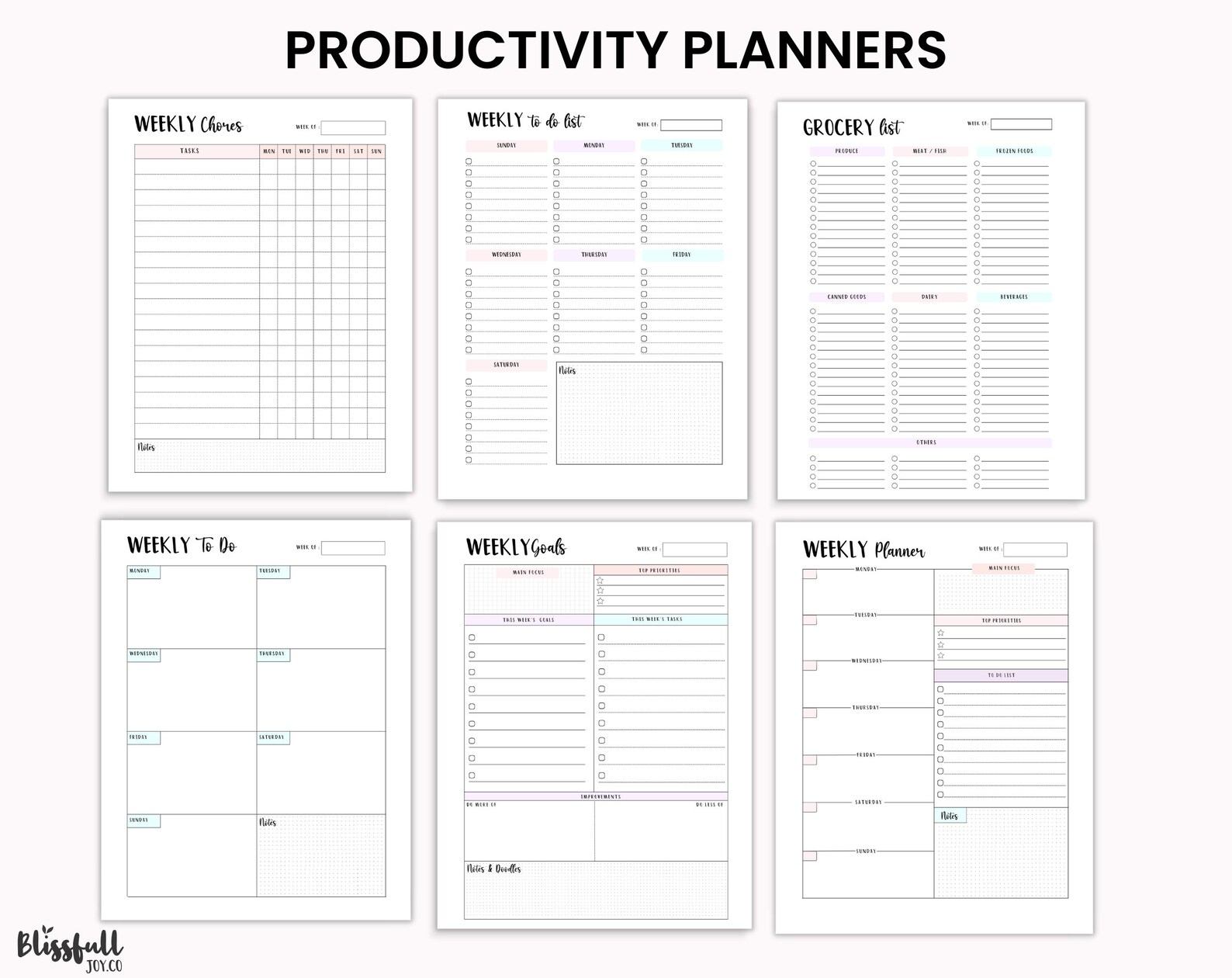 Weeklie Program Pack Printable Weekly Planner Pack Bundle Weekly to Do List - Etsy