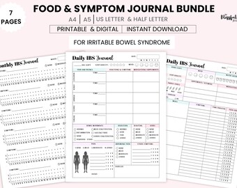 IBS Symptom Tracker Printable | Food Sensitivity Journal, Bowel Movement Log, Daily & Monthly Symptom Tracker PDF, Daily Health Tracker