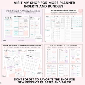 Undated Pastel Monthly Planner, Printable 2 Page Spread , Heart ...