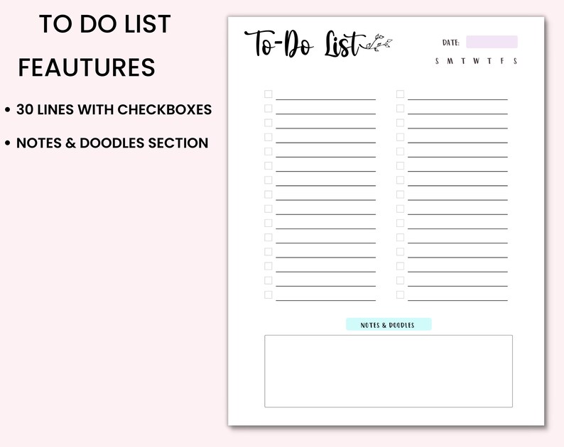 Printable Planner Bundle, Daily Planner, Weekly Planner, Monthly Planner, To Do List, Instant Download A4, Half letter, US Letter image 6