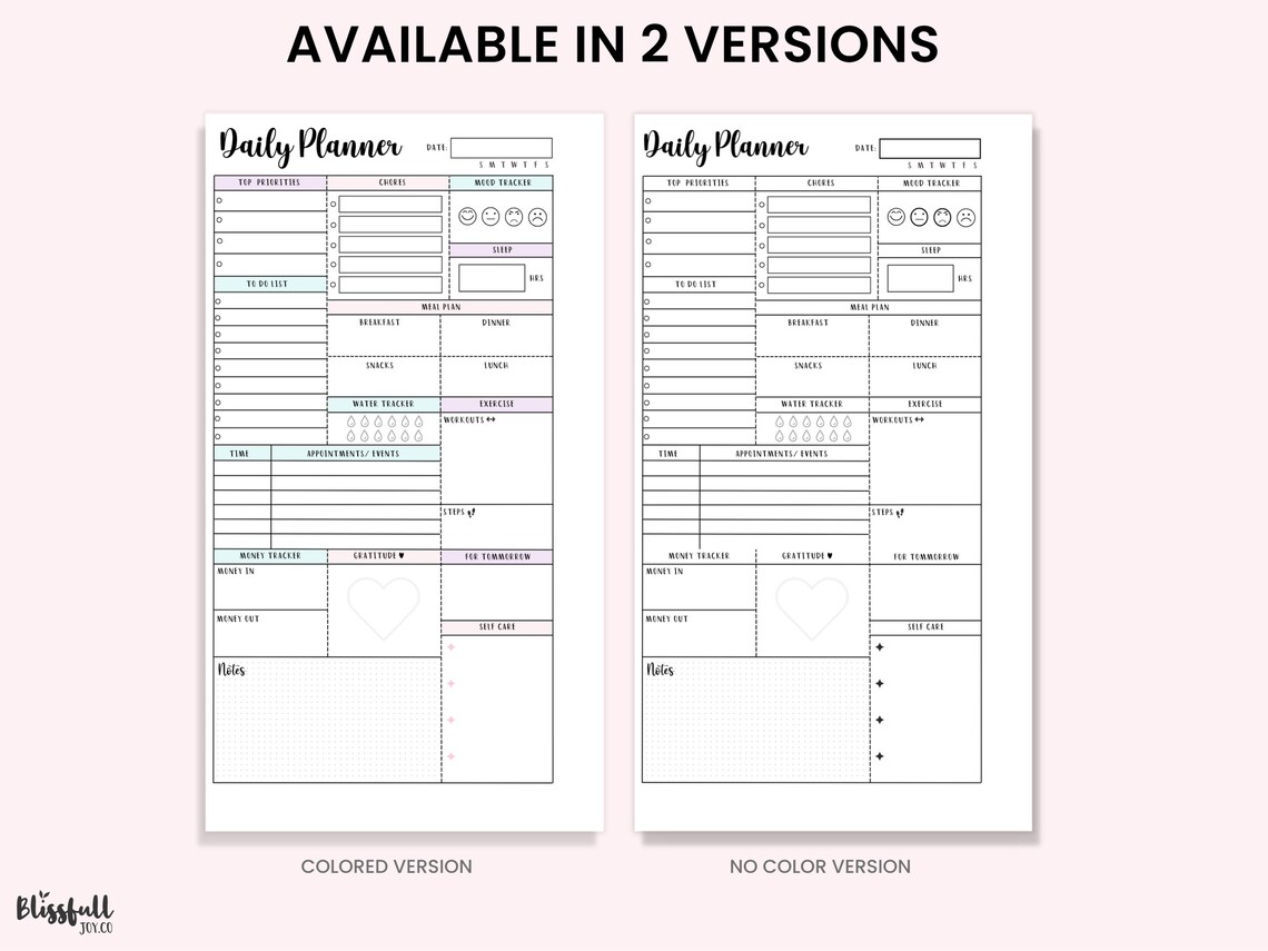 Personal Size Daily Planner, Planner Insert , Undated, Task List, Daily ...