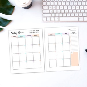 Undated Monthly Planner Printable, Monthly Calendar Inserts, Undated ...