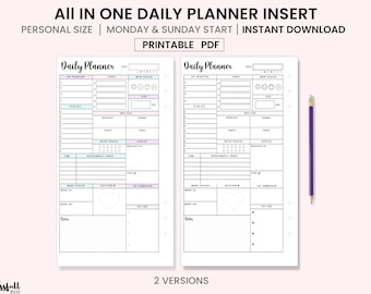 PRINTABLE Undated Daily Planner Insert Personal Size - Etsy