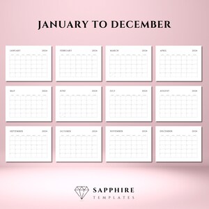 EDITABLE 2025 2024 Calendar Printable Template, Canva Monthly Calendar ...