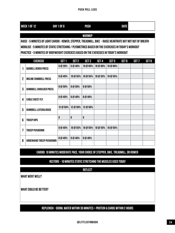 Push Pull Legs 12 Week Exercise Program Etsy