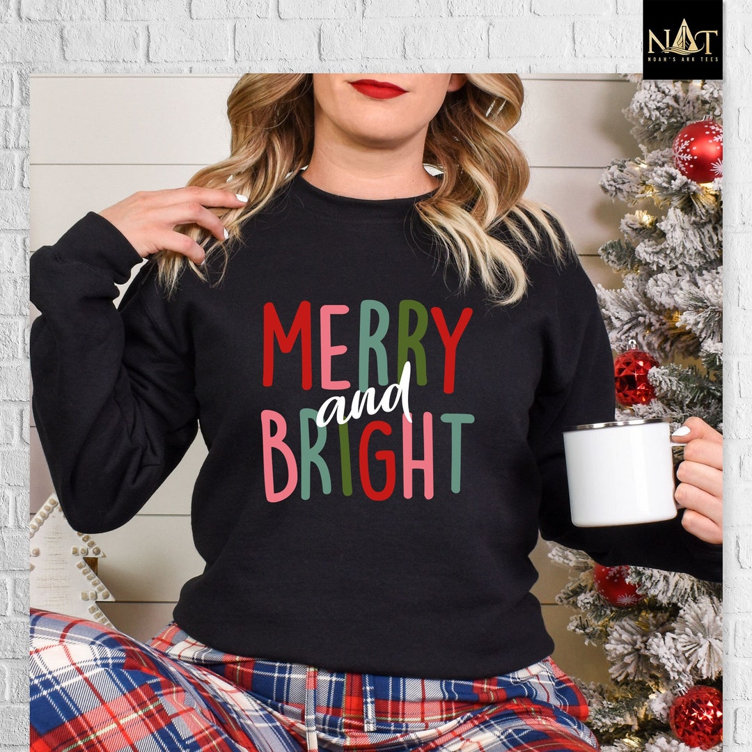 Merry And Bright Sweatshirt
 Merry and Bright Sweatshirt Christmas Sweatshirt Family Etsy