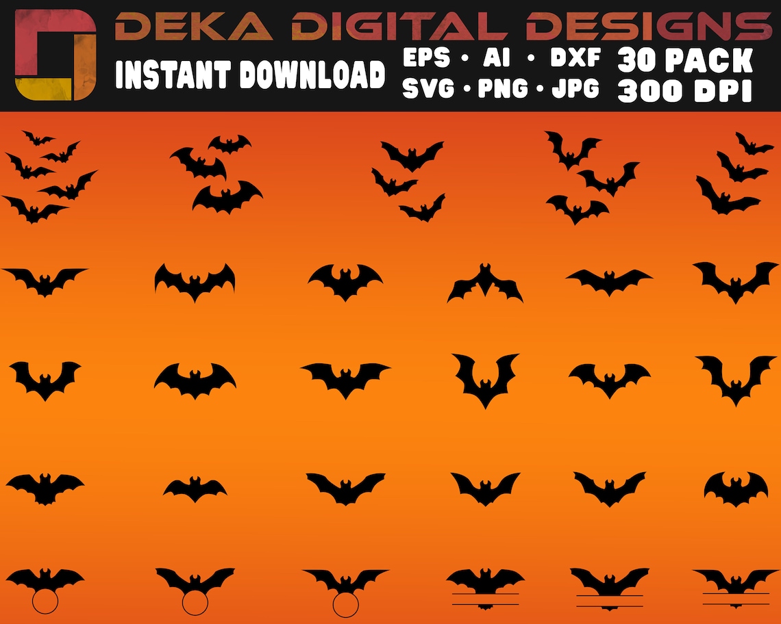 Bats Multiple Bat Svg Halloween Bat Svg Bat Vector Spooky Etsy
