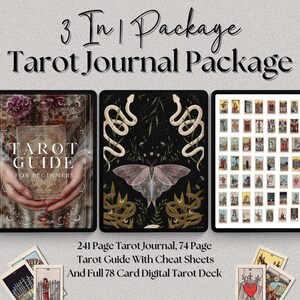 Digitale Tarot Journal Bundle- Tarot Beginnersgids en Cheat Sheets- Digital Rider Waite Card Deck- | Basisprincipes van babyheksen - Goodnotes-dagboek