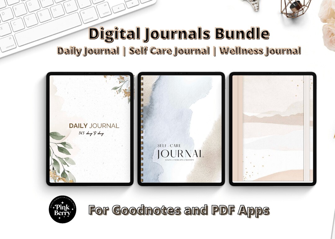 Digital Daily Journal, Self Care, and Wellness Journal Package- Planner ...