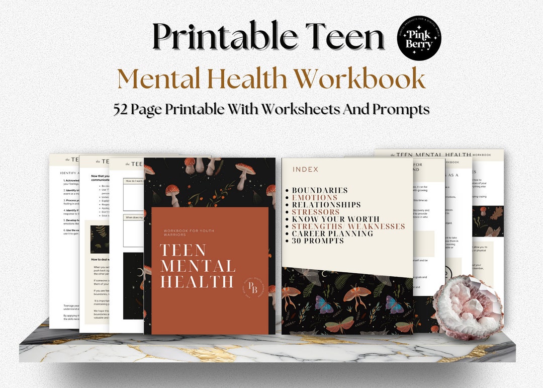 Teen Mental Health Workbook- Printable Therapy Worksheet Set for Teens ...