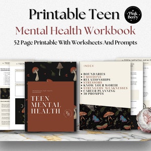 Teen Mental Health Workbook- Printable Therapy Worksheet Set For Teens- Positive Mindest, Coping Skills, And Anxiety Management For Teens