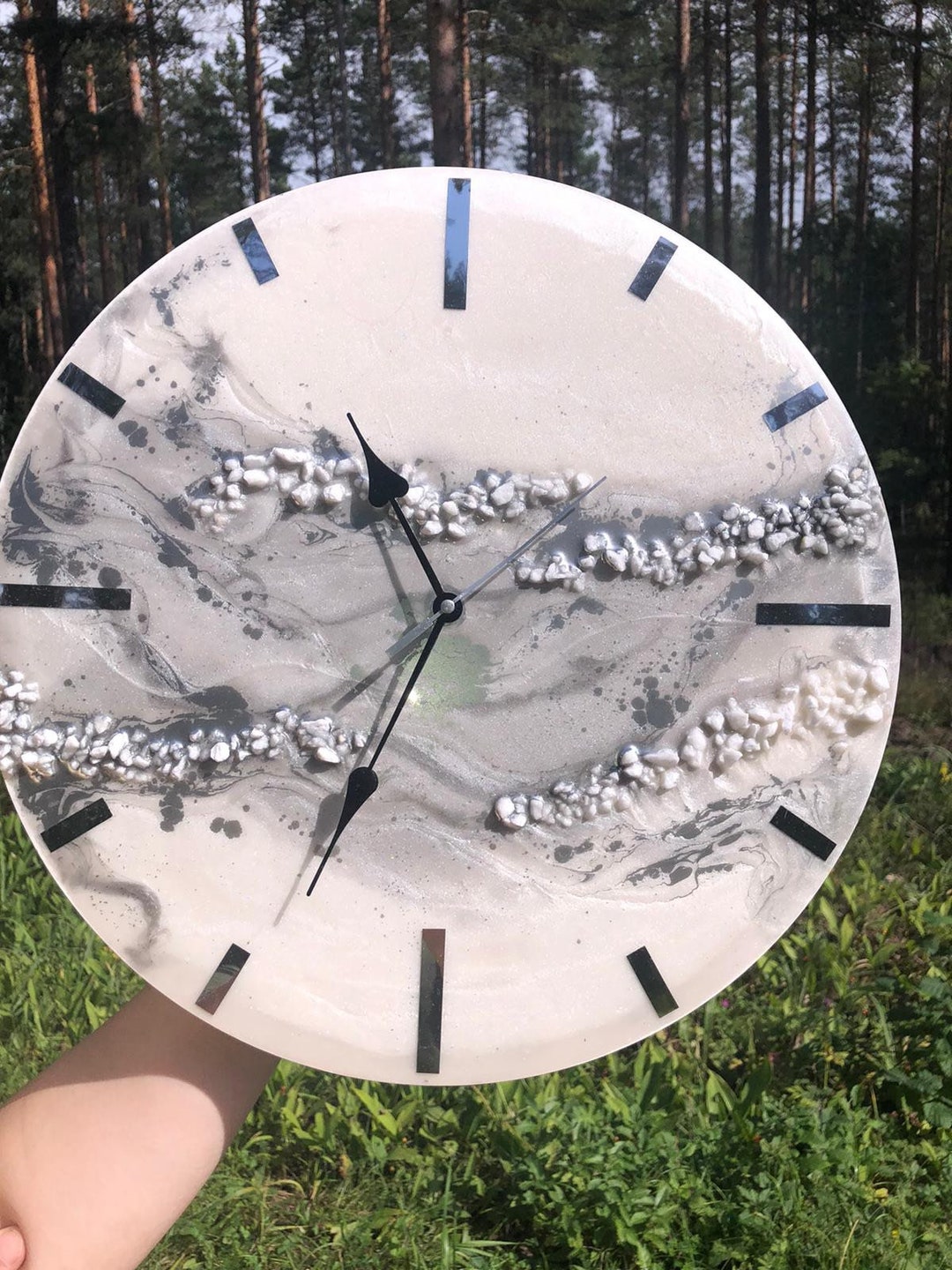 Resin Art Wall Clock Unique Home Decor Resin Wall Clock Black & White ...