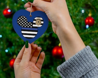 Thin Blue Line - Ceramic Ornament