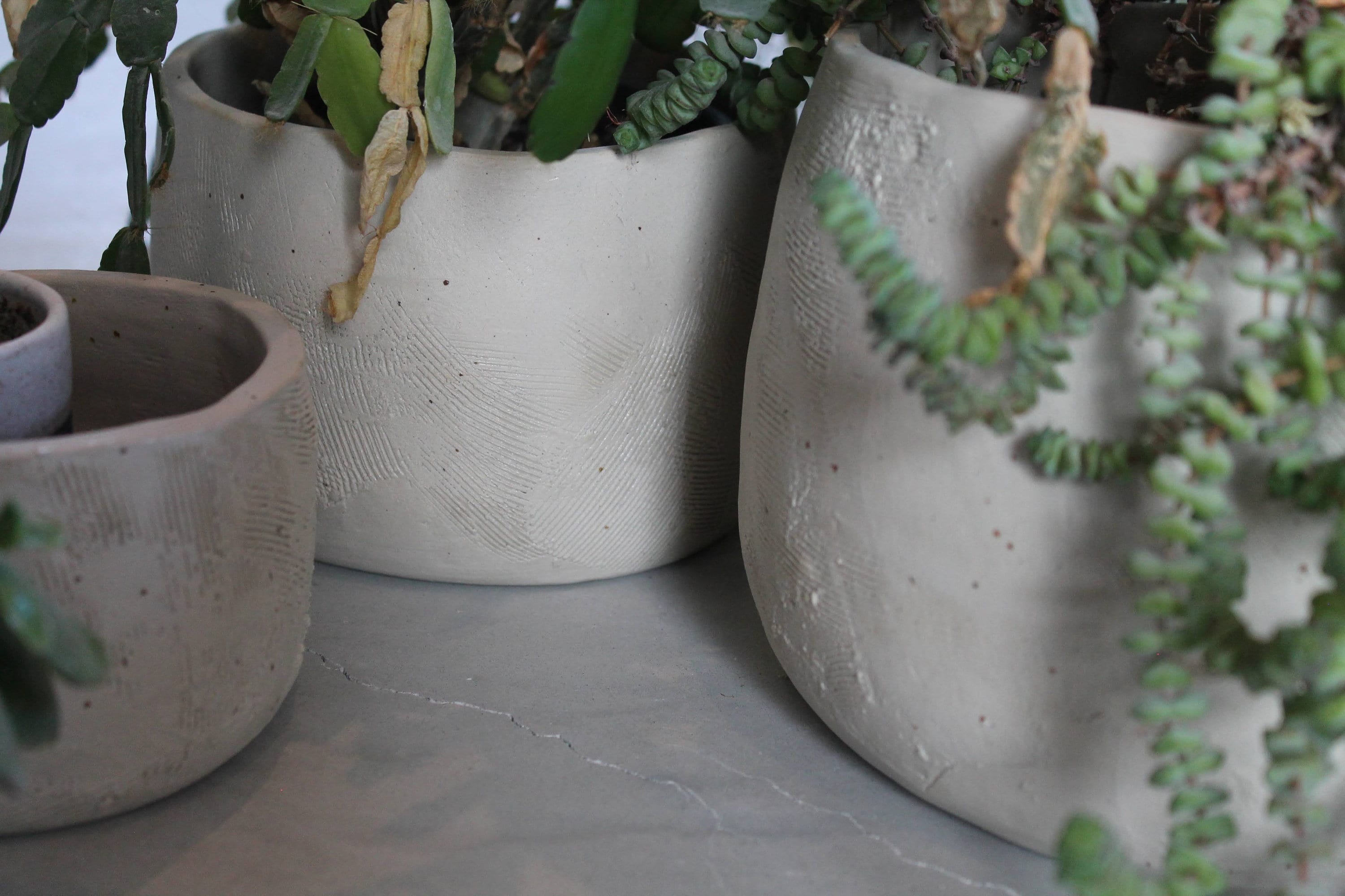 Jardinières à Texture Blanche