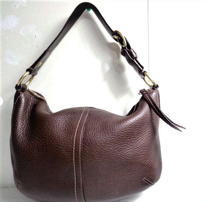 Coach F11838 Vintage Brown Pebbled Leather Shoulder Bag Hobo