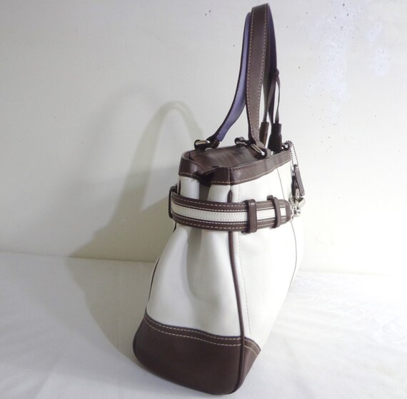 COACH 10521 Vintage Cream & Brown Leather Tote Ba… - image 3