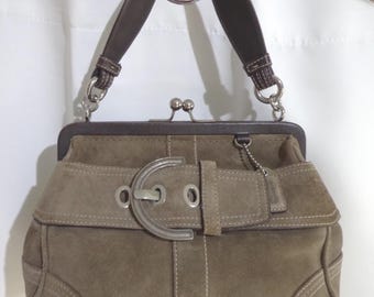 COACH Hampton 11330 Vintage Brown Signature Stitched Leather Bag