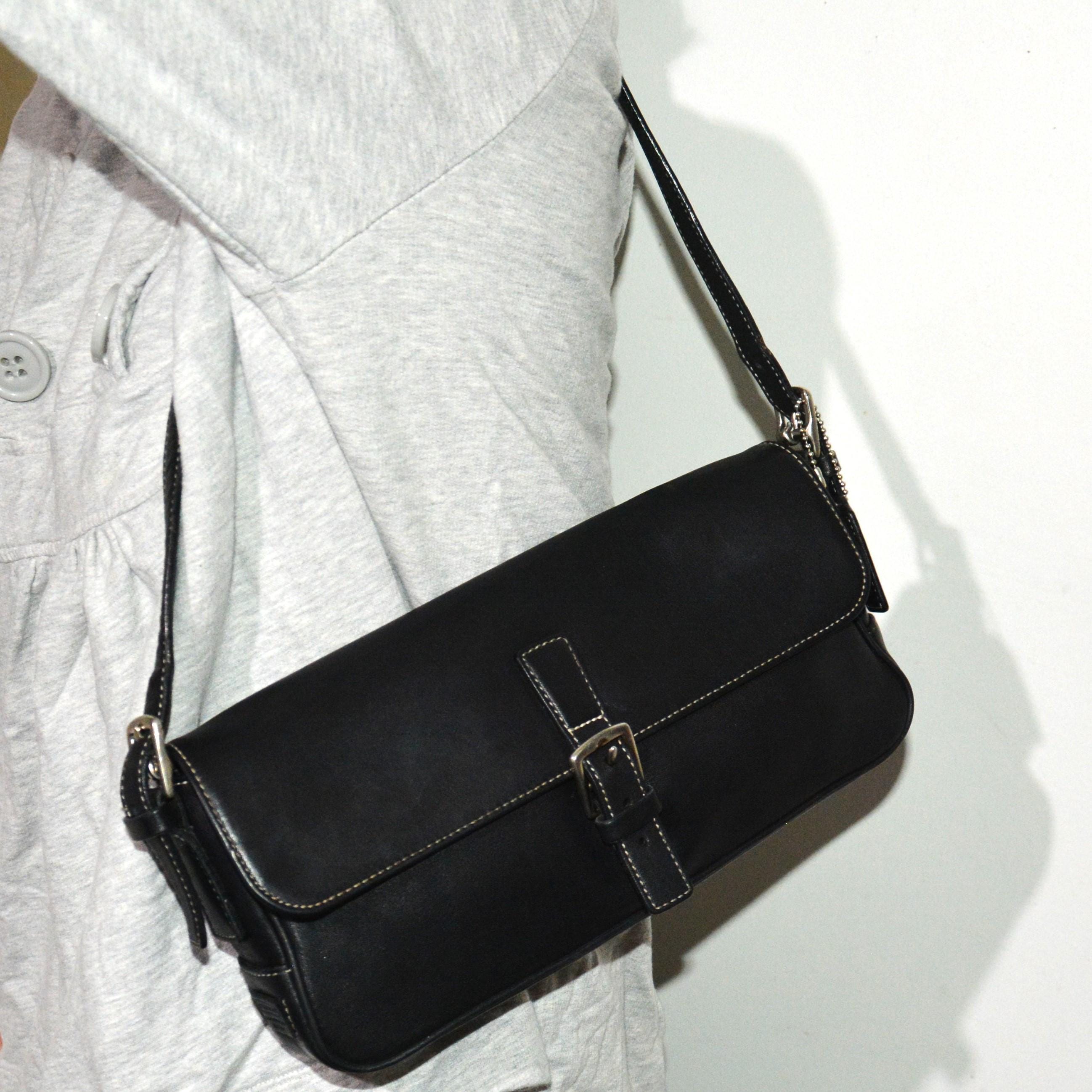 むくり様　COACH ブラック レザー トートバッグ COACH HAMPTON East West 7784 Black Leather Bag Shoulder Purse