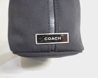 COACH 9321 Vintage Black Twill Leather Trim Tote Bag Double