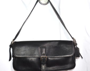 COACH 9321 Vintage Black Twill Leather Trim Tote Bag Double