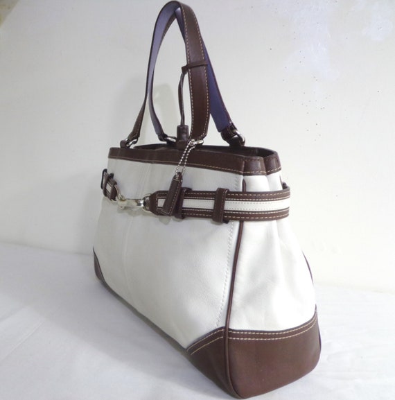 COACH 10521 Vintage Cream & Brown Leather Tote Ba… - image 2