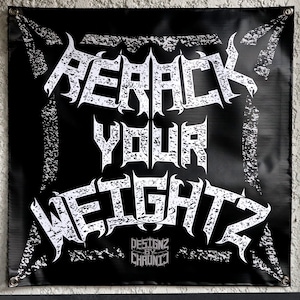 Bannière RERACK YOUR WEIGHTZ pour salle de sport