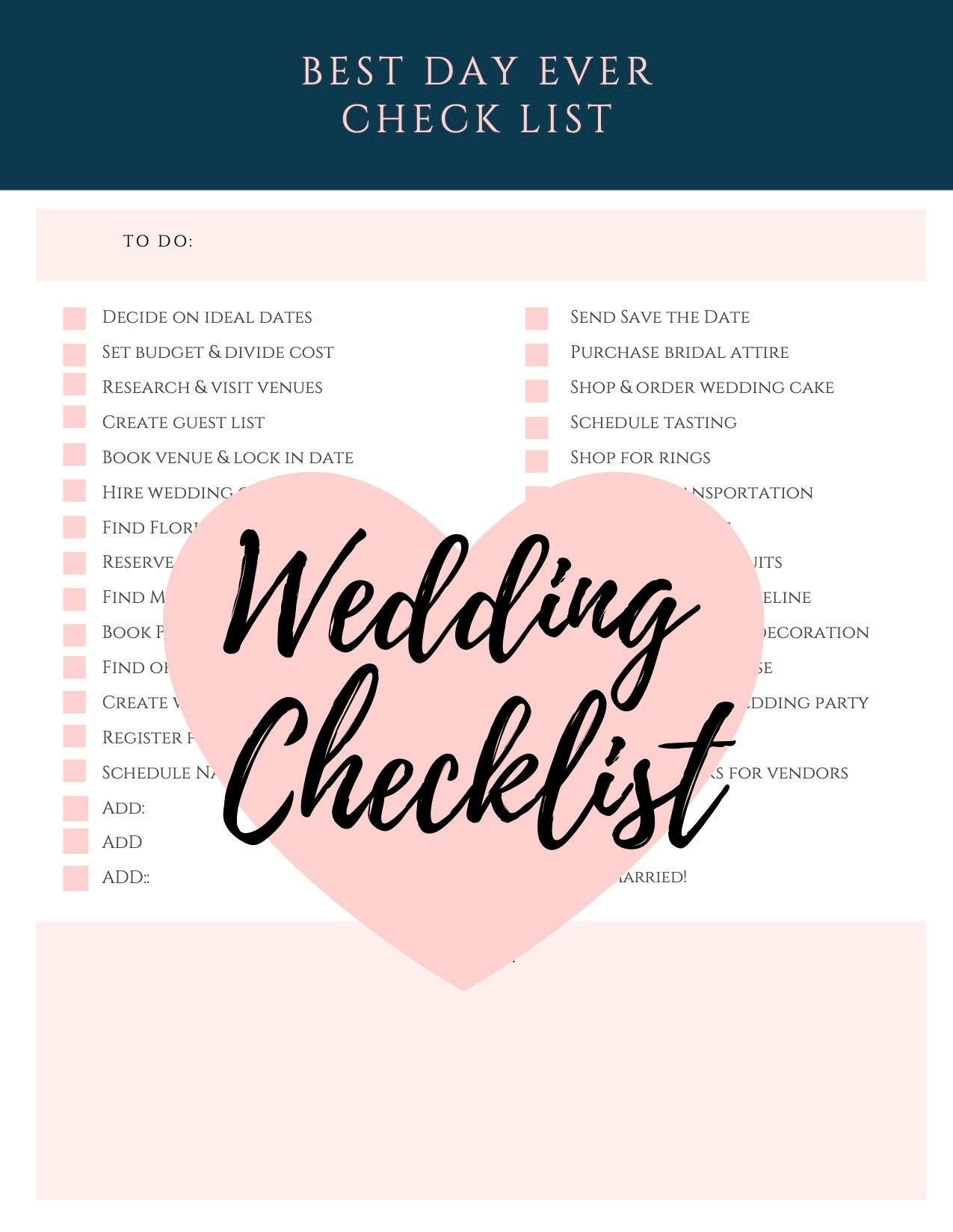 Printable Wedding Planner Checklist Etsy Printable Wedding Planner Checklist Etsy