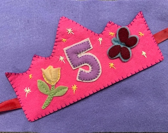 Birthday crown, custom handmade felt