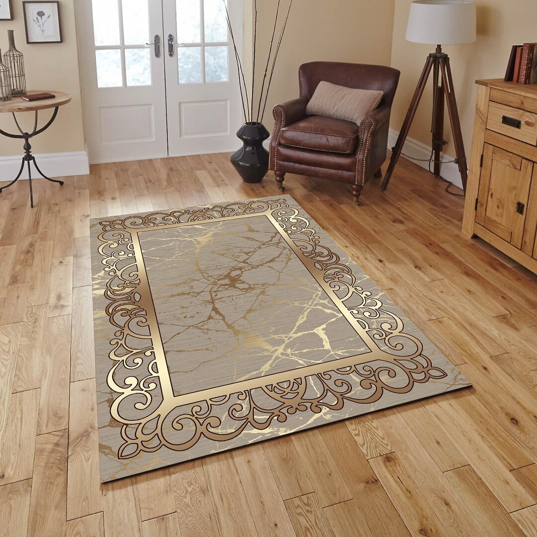 Gold Living Room Rug Bamboo Entrance Area Carpet Custom Etsy