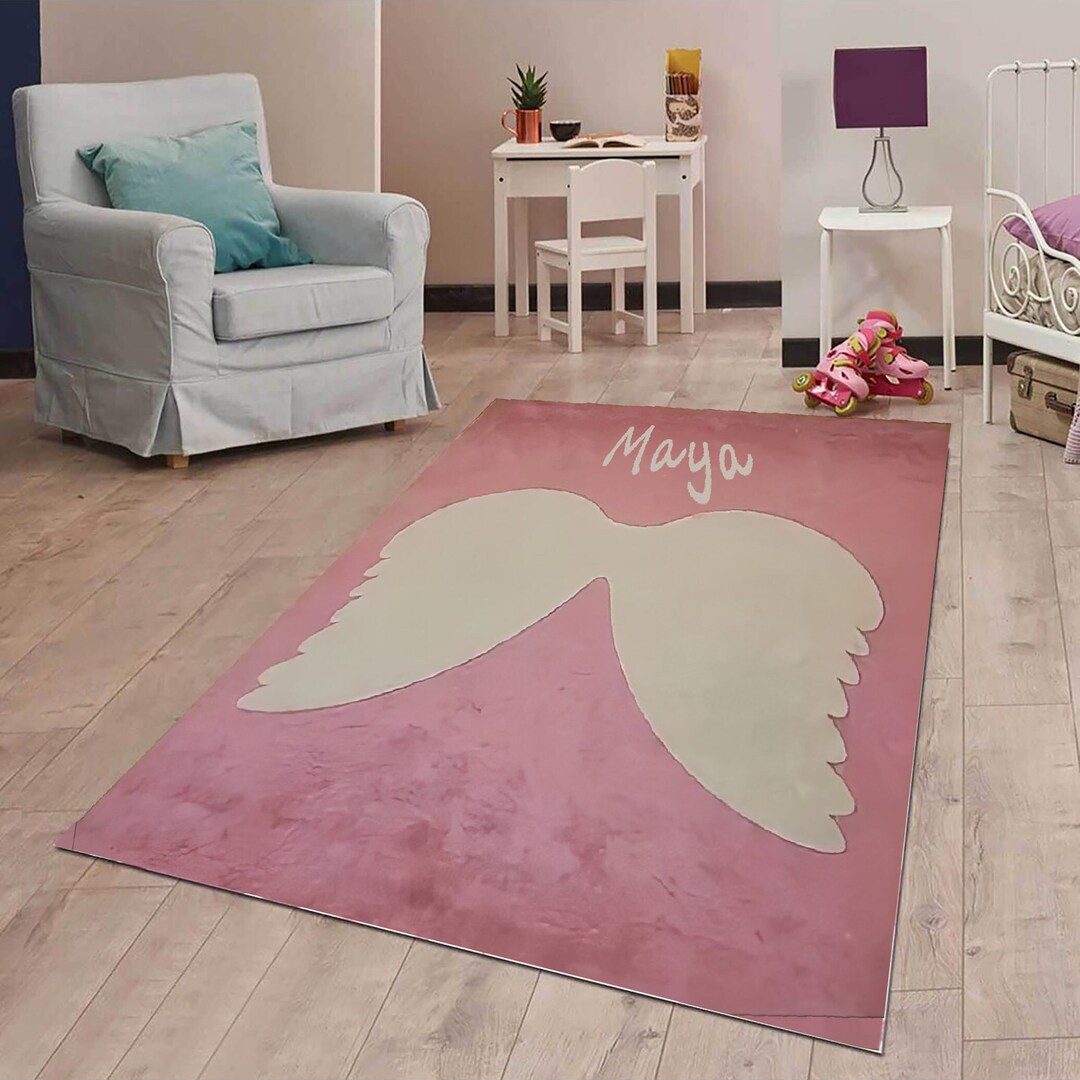 Angel Wings Nursery Celestial Bedside Carpet Kids Floor Decor Etsy