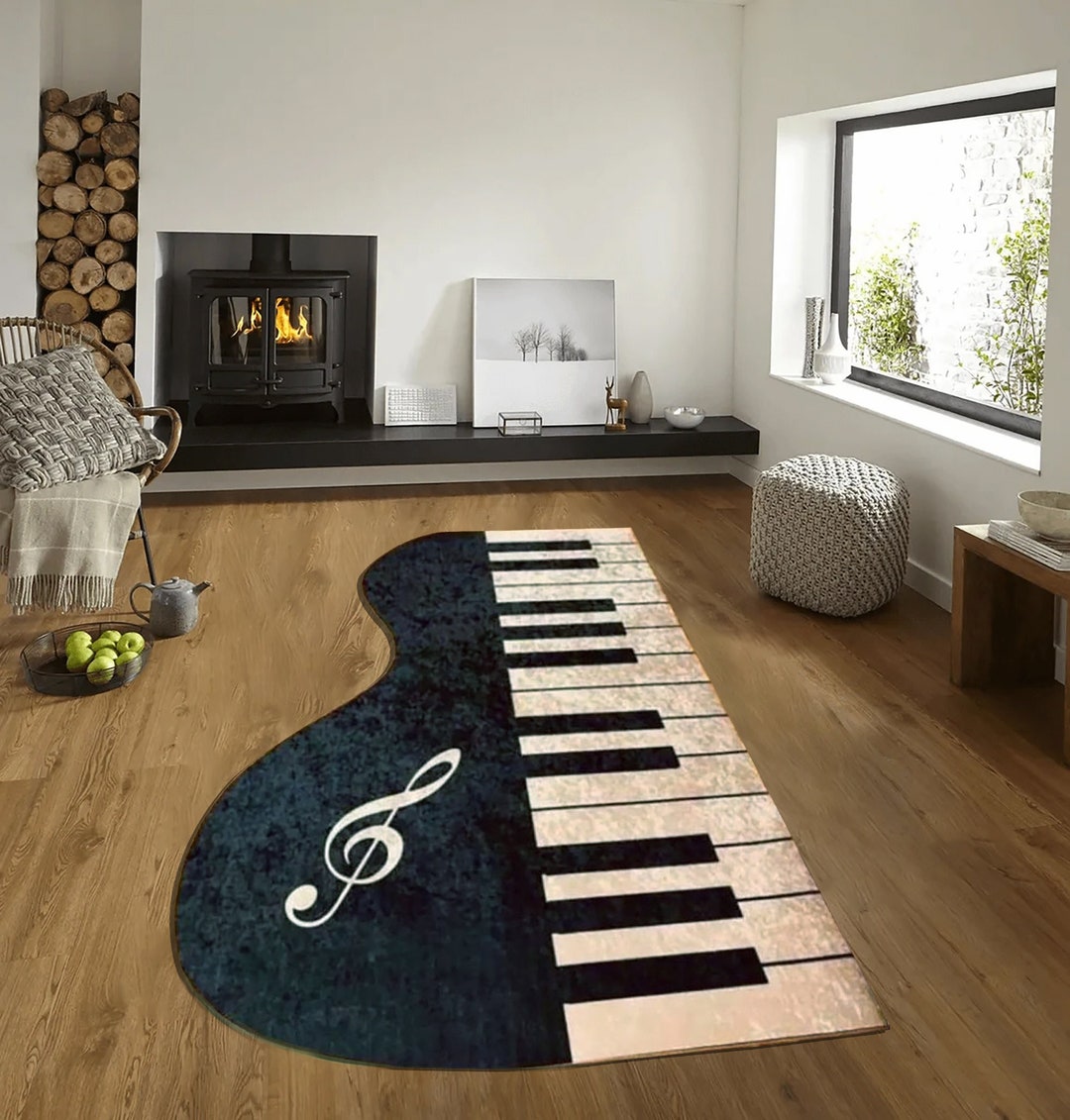 Piano Rug Music Rug Black and White Teens Mat Trendy Music Etsy