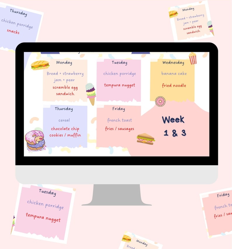 meal-plan-snack-schedule-for-kids-everyday-meal-wall-art-kitchen-wall