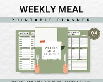 Wöchentlicher Menüplaner & Einkaufsliste Printable PDF | Essensplaner Digitaler Download | Menüplan der Woche | Druckbarer Essensplaner