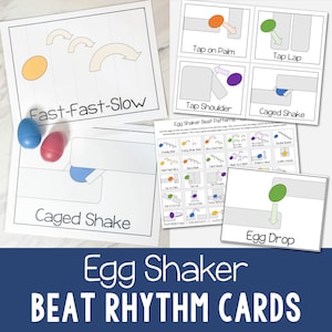 Egg Shaker Beat Tarjetas rítmicas para la hora de cantar Tarjetas imprimibles en PDF Profesores de música de primaria y líderes de primaria Creación de patrones rítmicos sencillos