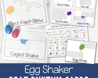 Egg Shaker Beat Tarjetas rítmicas para la hora de cantar Tarjetas imprimibles en PDF Profesores de música de primaria y líderes de primaria Creación de patrones rítmicos sencillos