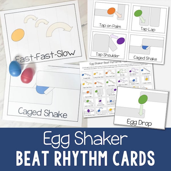 Egg Shaker Beat Rhythm Cards for Singing Time PDF Printable Cards Elementary Music Teachers & Primary Leaders Creating Easy Rhythm Patterns