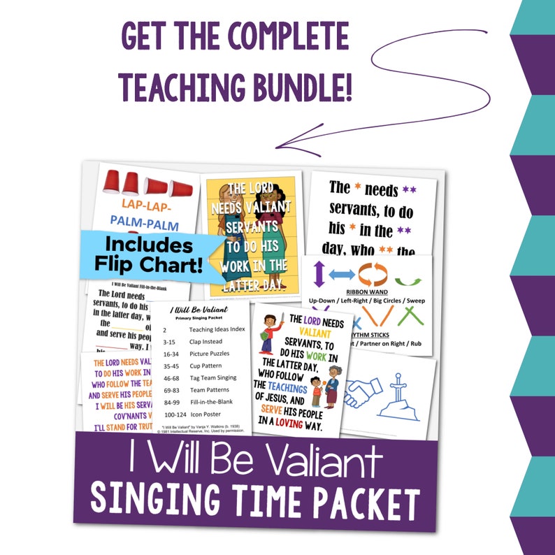 I Will Be Valiant Flip Chart Visual Aids Singing Time Come Follow Me Illustrations Lyrics Slideshow Printable PDF Primary Book of Mormon LDS image 8